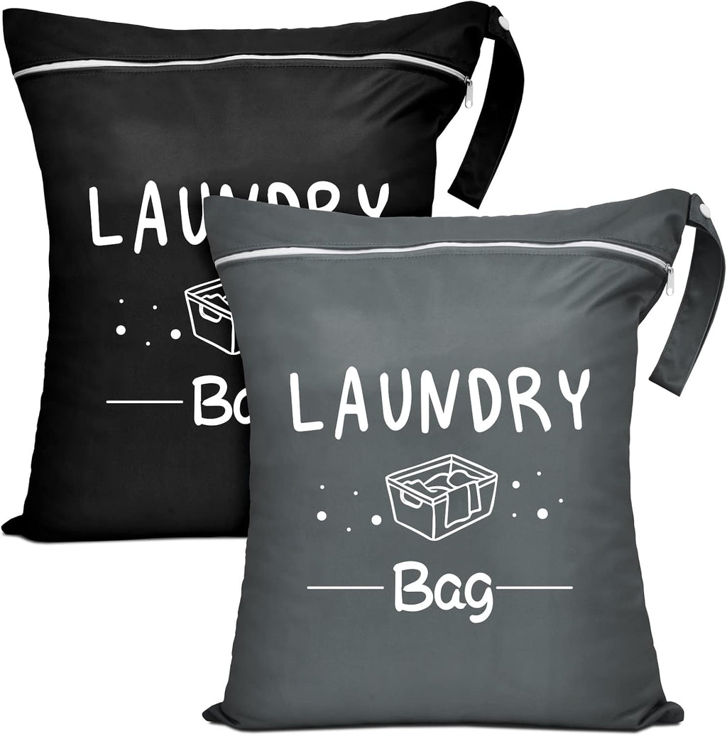 2 Pcs Travel Laundry Bag Waterproof Wet Dry Bag Washable Dirty Clothes Bathing Suit Workout