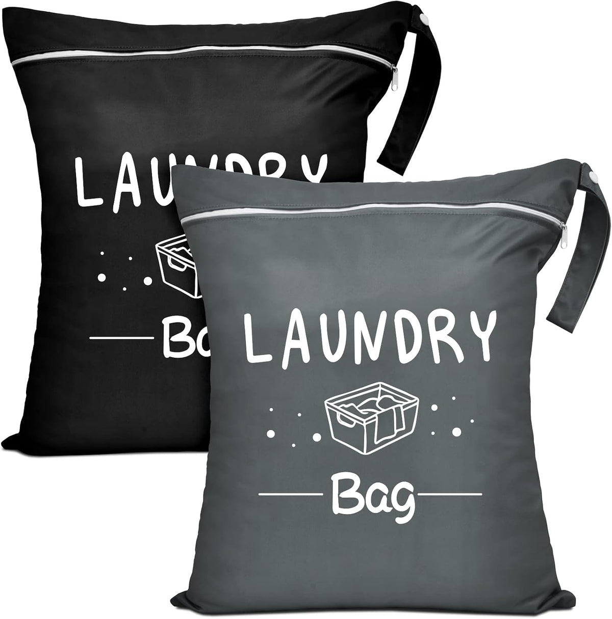 2 Pcs Travel Laundry Bag Waterproof Wet Dry Bag Washable Dirty Clothes Bathing Suit Workout