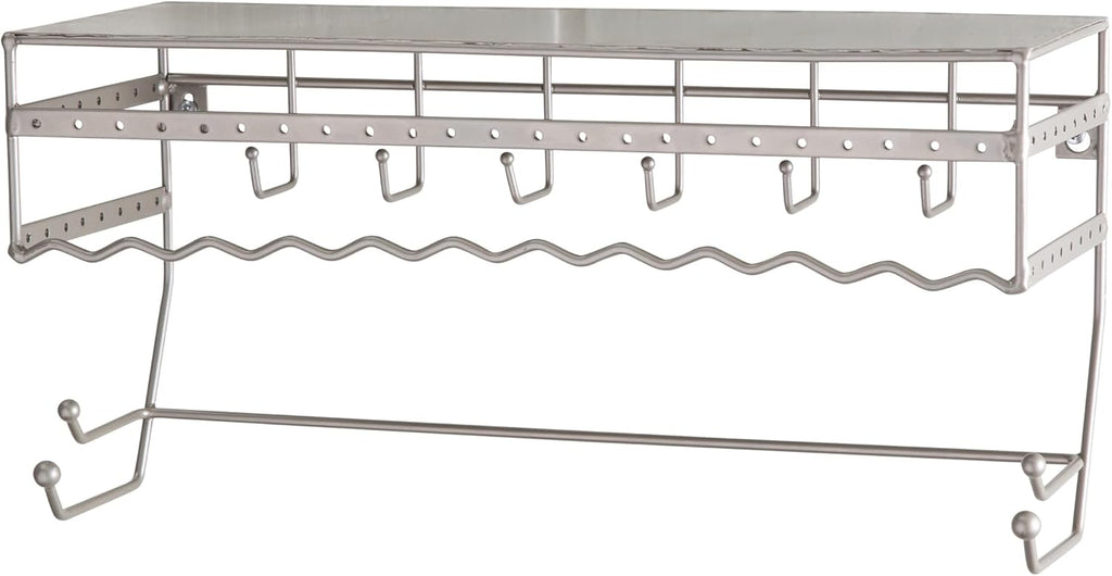Simplify Wall Mounted Jewelry Organizer | Dimensions: 14.6"x 3.9"x 7.5" | 1 Tier | Home Organization | Great for Bracelets | Necklaces | Earrings | Satin Finish | Mirror Base Shelf
