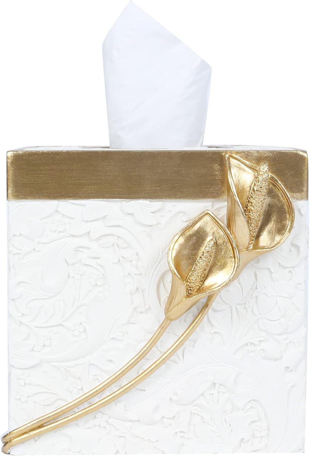 Hymmah Modern Square Tissue Box Cover Holder,Bathroom Accessories Decor Unique Design Tissue Box Cover for Bathroom Vanity Counter Tops Also Great for Bedrooms and Living Rooms