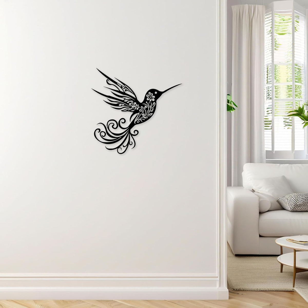 Harikikochuu Metal Hummingbird Wall Decor - Abstract Hummingbird Outdoor Wall Art Metal Bird Wall Decor for Garden Patio (Black, 11.8 x 11in)