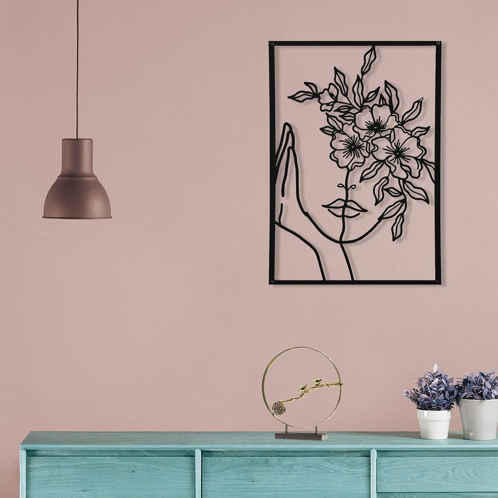 AGIOTA 3 Pcs Wall Decor Above Bed Minimalist Wall Art for Living Room Metal Line Art - Female Body, Black Room Decor for Bedroom Modern Wall Art for Indoor 15inch