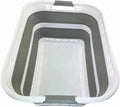 SAMMART 42L (11 Gallons) Collapsible Plastic Laundry Basket - Foldable Pop Up Storage Container/Organizer - Portable Washing Tub - Space Saving Hamper/Basket [BPA Free] (White/Grey)