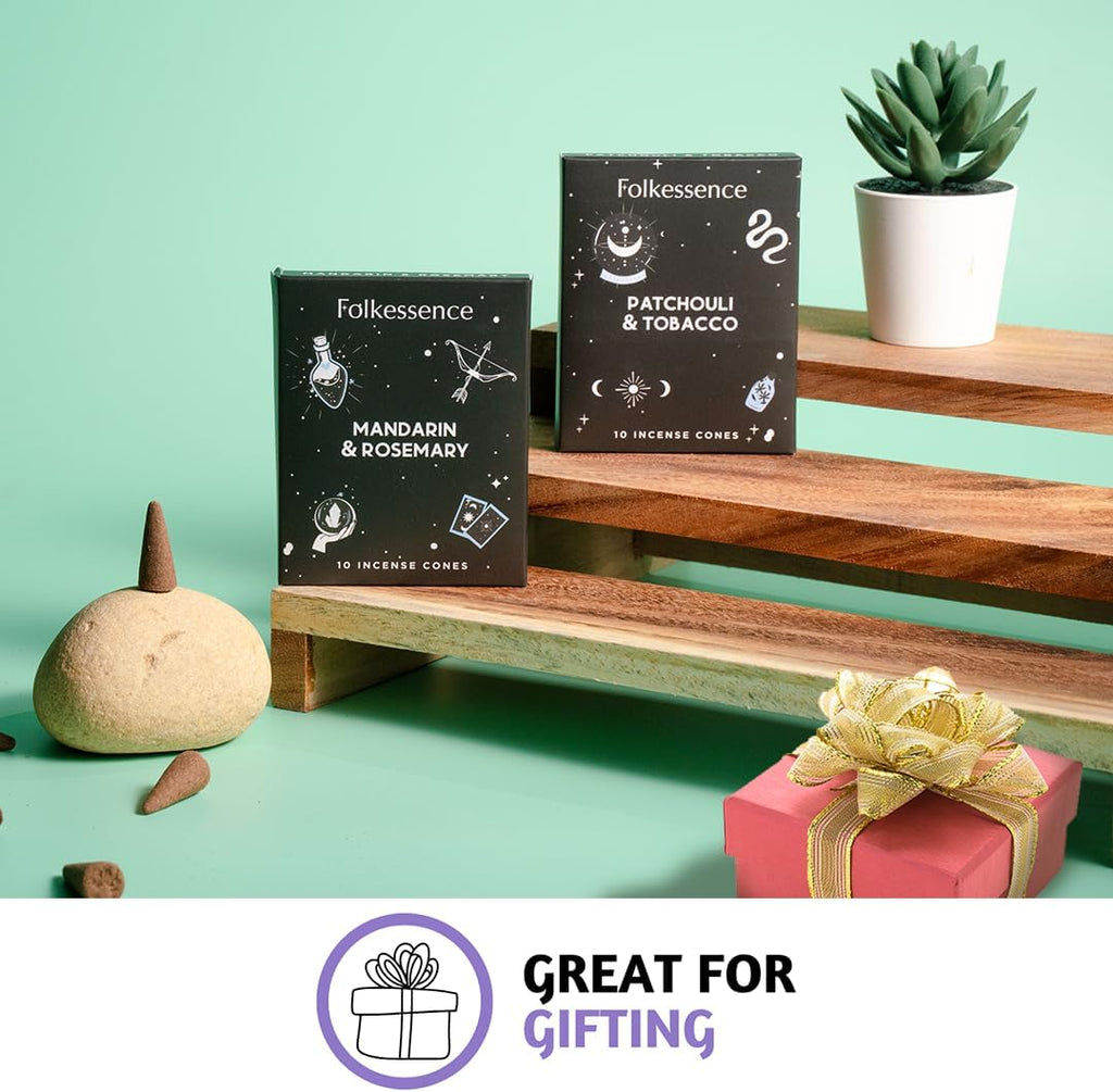Folkulture Premium Incense Cones Patchouli & Tobacco- Set of 2 (20 Cones)