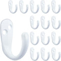 IBosins 15PCS Coat Hooks Wall Mounted White Single Prong Robe Hook
