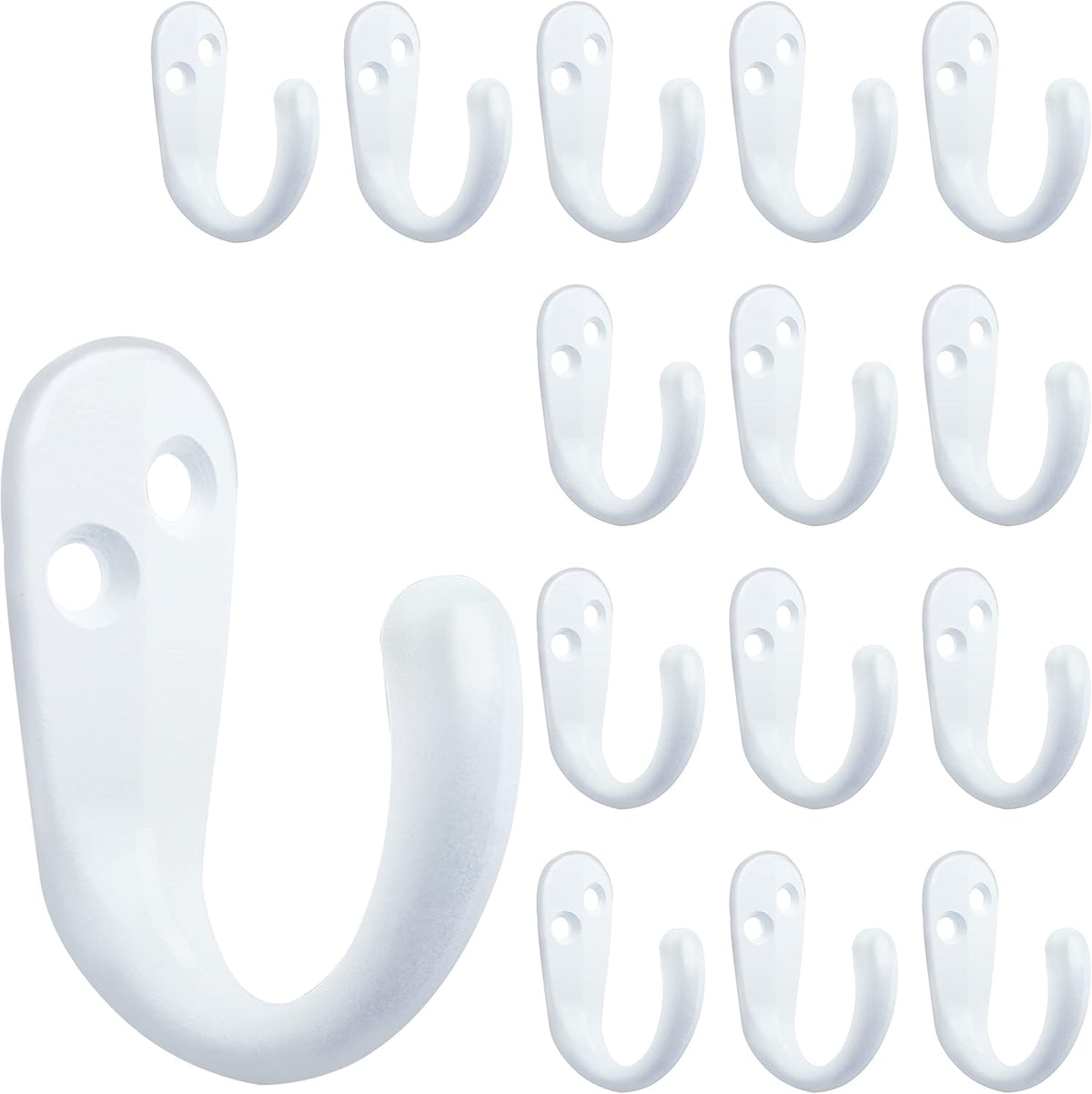 IBosins 15PCS Coat Hooks Wall Mounted White Single Prong Robe Hook
