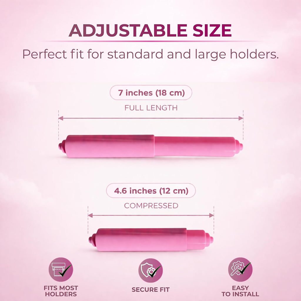 Pink 7” Spring Loaded Spindle Toilet Paper Roller Holder Replacement Rod