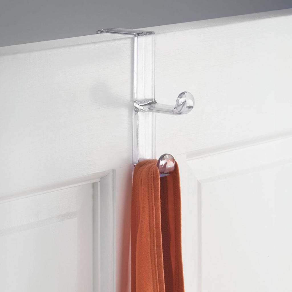 iDesign Over Door Double Hook, Clear, Small, 3-Pack