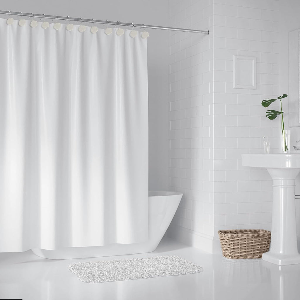 Rose Shower Curtain Hooks, Glow in The Dark, Pretty Floral Themed Elegant Bathroom Decor, White
