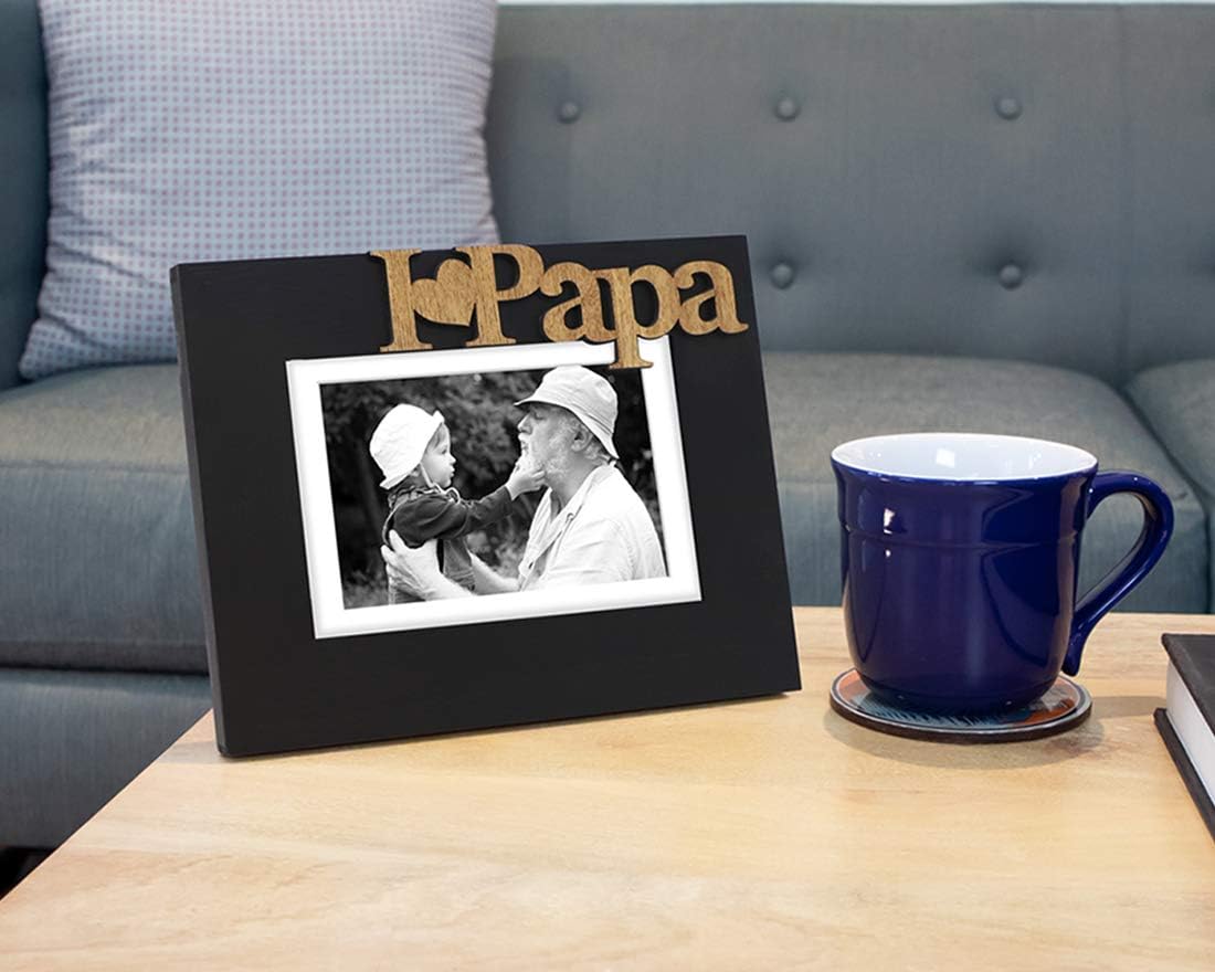 Isaac Jacobs 5x7 (Matted 4x6) Black Wood I Love Papa Photo Frame