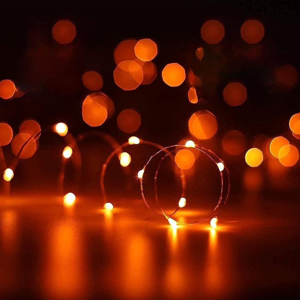 6 Pack LED Fairy Lights Battery Operated with Timer, 13FT 40LED Waterproof Firefly Lights Silver Wire Mini Twinkle String Lights for Wedding Christmas Birthday Party Mason jar Decorations, Orange