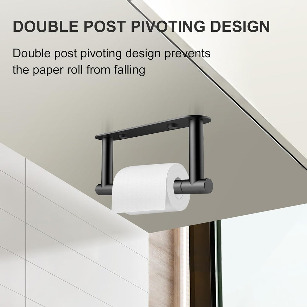 SetSail Toilet Paper Holder Adhesive or Screw-in Matte Black, 2 Packs