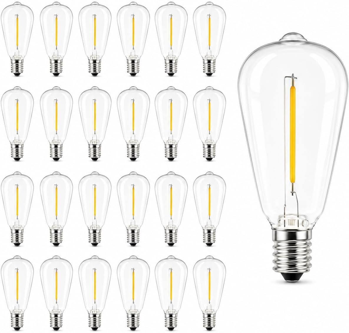 Abeja 25 Pack ST38 LED Replacement Bulbs, E12 0.6W Shatterproof Bulbs