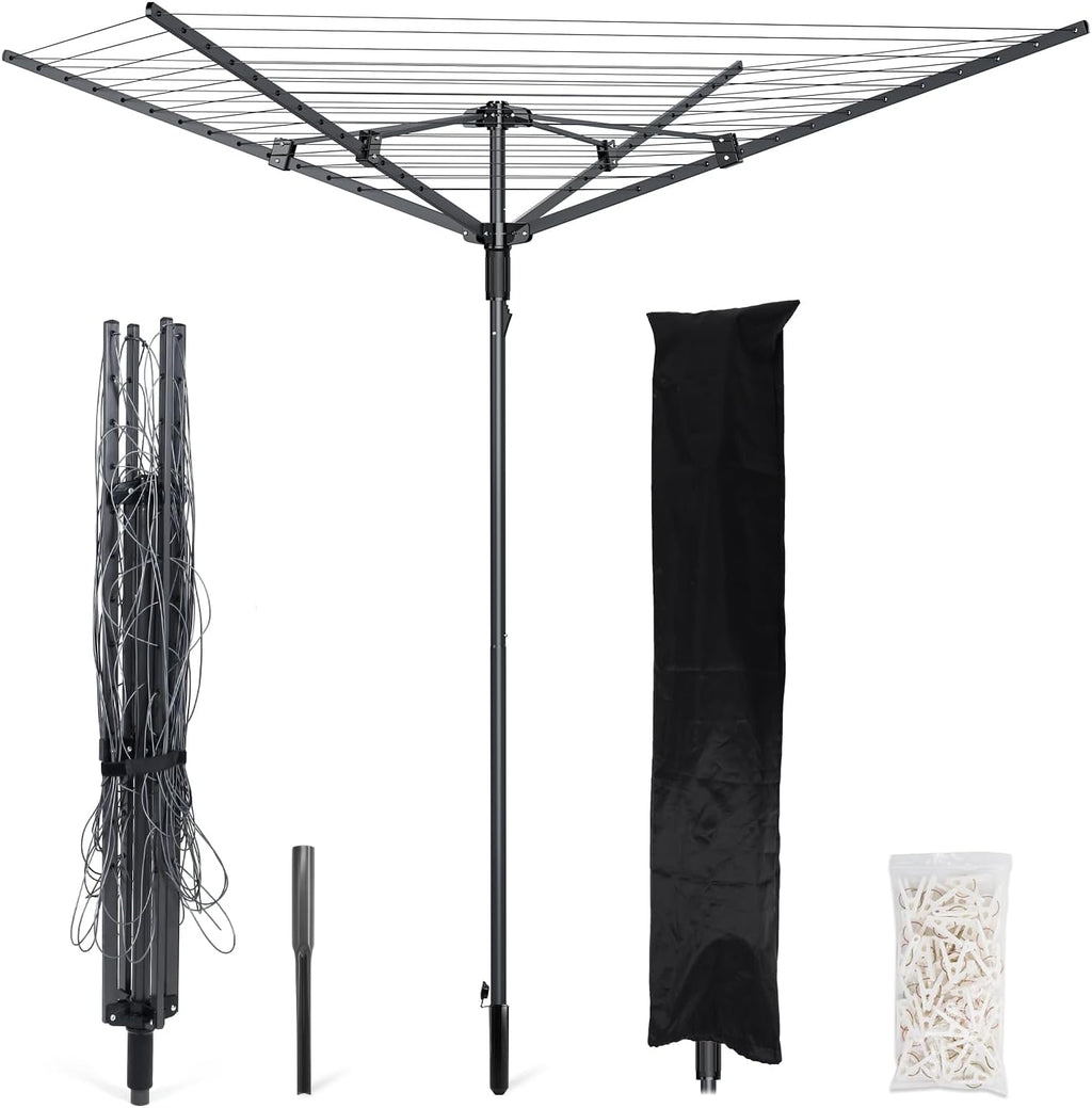 Heavy Duty Outdoor Umbrella Clothesline,12 Lines with 165 Feet Drying Space
