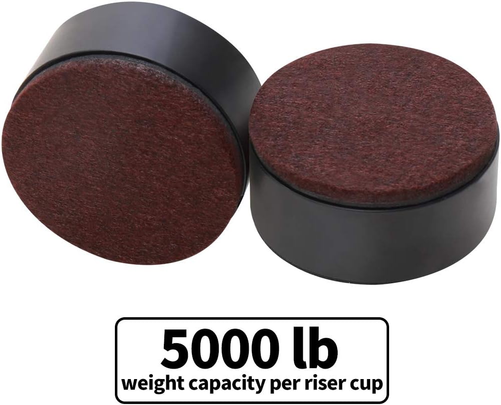 Ezprotekt 1.2 Inch Bed and Furniture Risers, Heavy Duty Round Sofa Tables Couch Chair Risers, Width 2.4"-Adds 1.2" Height, Supports 20,000 lbs, Protect Carpet & Floors from Scratches(4 Pack, Black)