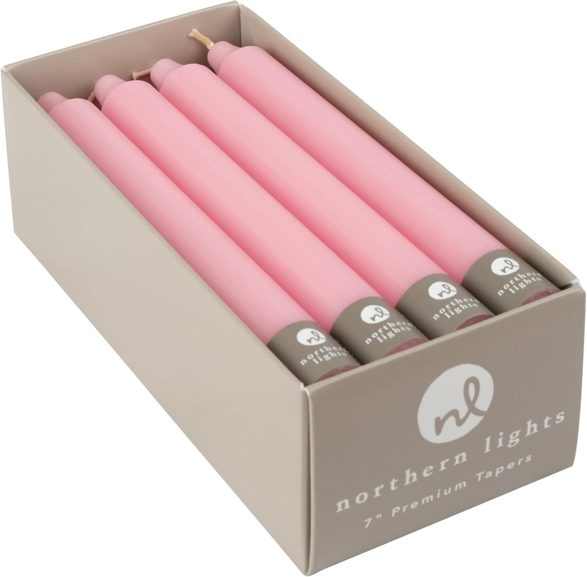 Northern Lights Candles Premium Tapers 7" 12PK - Soft Pink - 71728