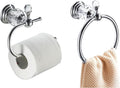 WOLIBEER Crystal Towel Hook, Chrome Towel Ring Toilet Paper Holder Hand Towel Holder Tissue Roll Paper Holder Towel Hanger Silver Bathroom Accessories 2 Pieces Wall Mounted