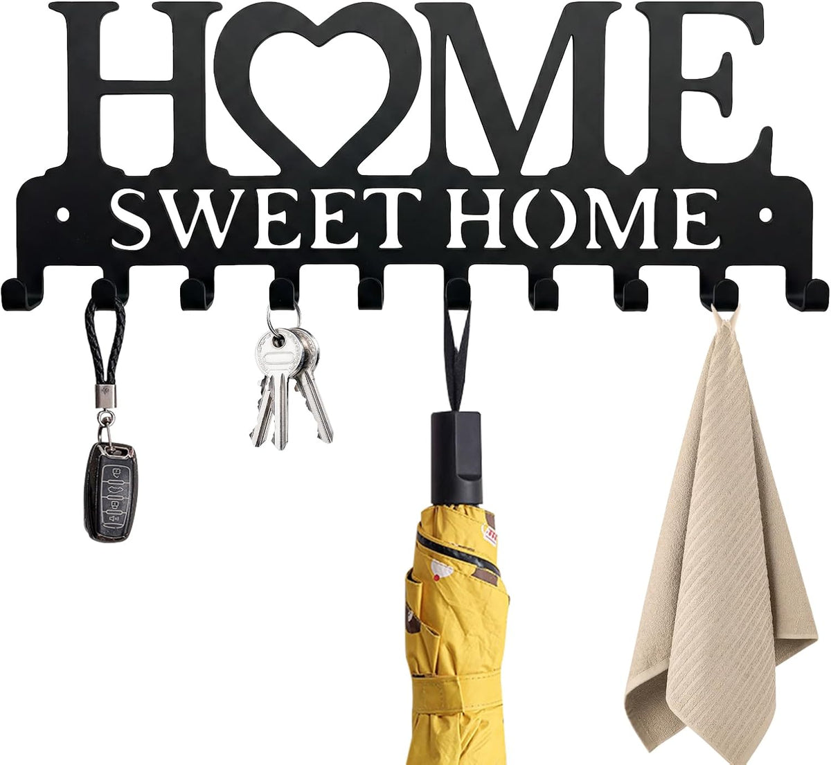 Heqxwl Cute Key Holder Wall Mount, Home Sweet Home Entryway Key Rack