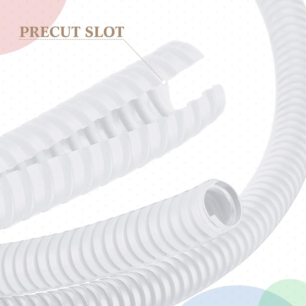 1/4 Inch x 24.6 ft Wire Loom Split Tubing Guard Plastic, White