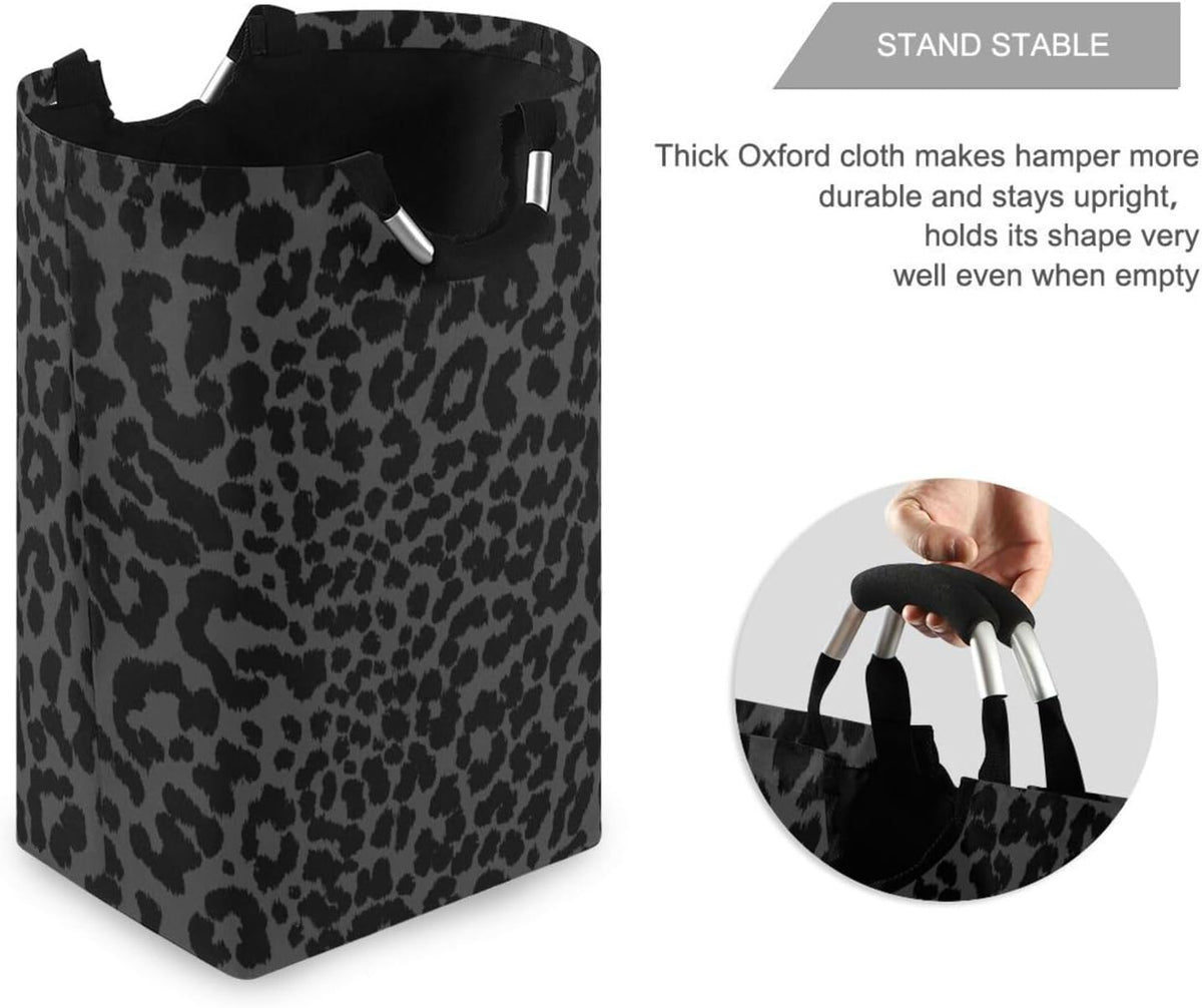 ALAZA Large Laundry Basket Snow Leopard Print Cheetah Gray Laundry Bag Hamper Collapsible Oxford Cloth Stylish Home Storage Bin with Handles, 22.7 Inch