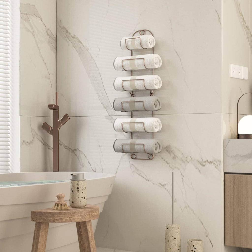 Towel Racks for Bathroom Wall Mounted Metal Wine Rack Towel Shelf Towel Holder for Bath Antique Bronze