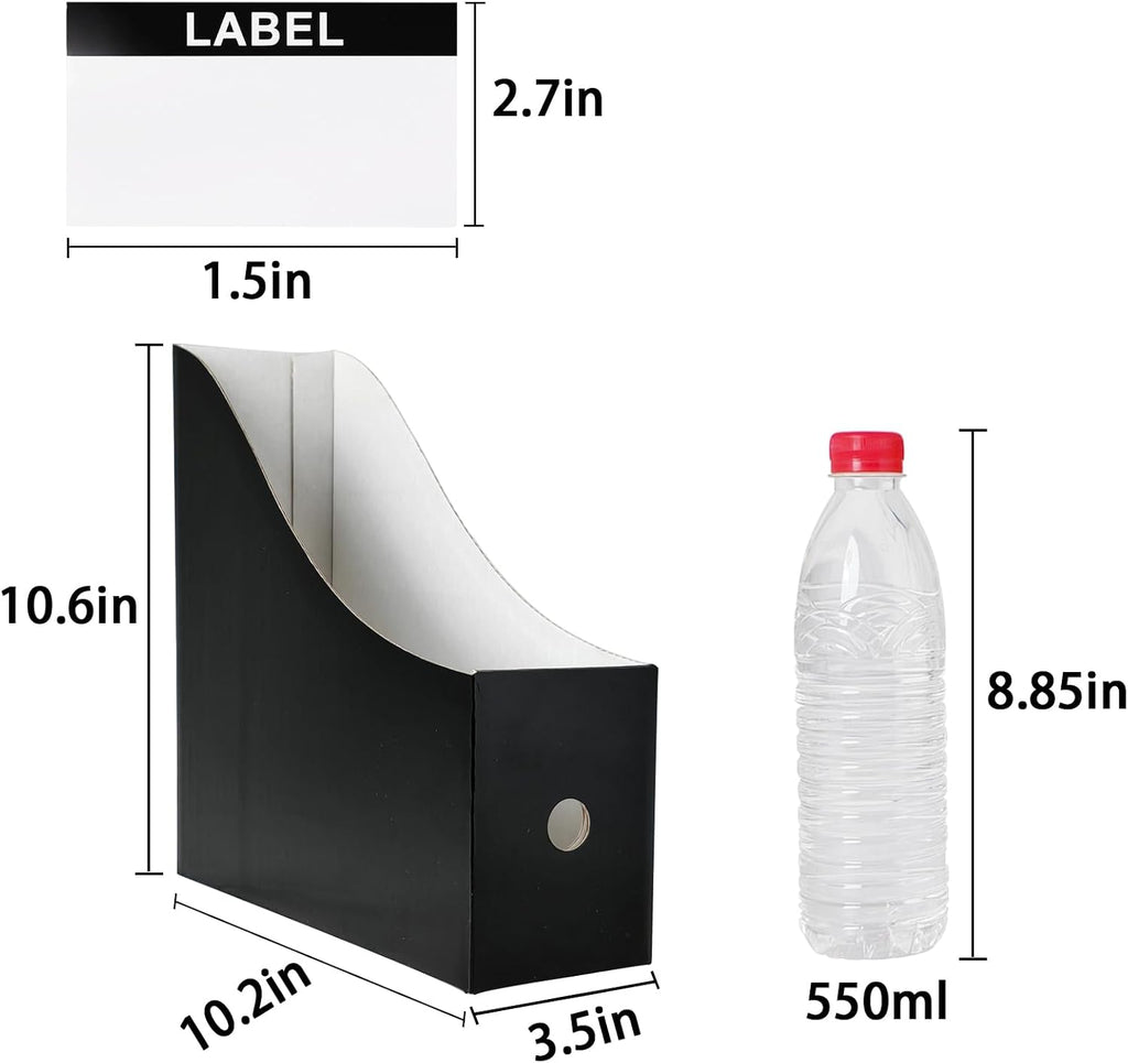 Limitliho 24 Pack Black Cardboard Magazine File Holder for Desk or Shelves