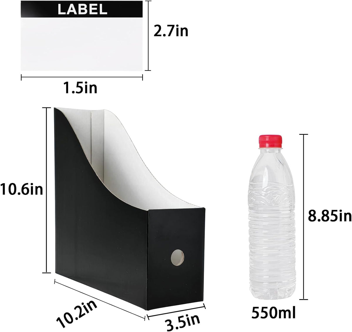 Limitliho 24 Pack Black Cardboard Magazine File Holder for Desk or Shelves