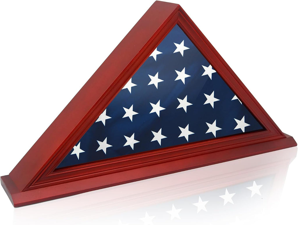 Folded Flag Display Case for 5'x9' Military Burial Flag, Cherry Solid Wood