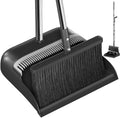 Broom and Dustpan Set, 52" Long Handle with Dust Pan Teeth, Black