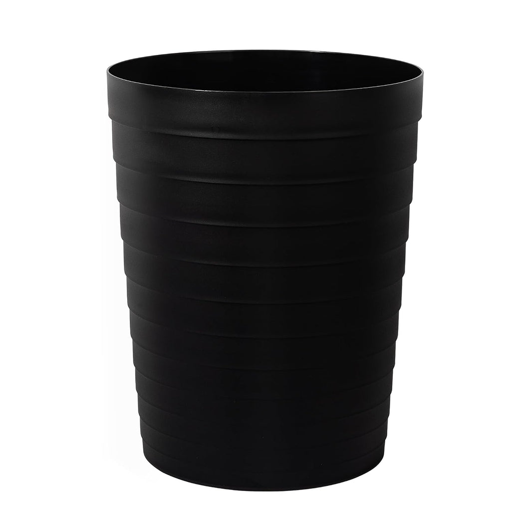UUJOLY Small Bathroom Trash Can Wastebasket, Plastic Garbage Bin Container Basket for Bathrooms, Laundry Room, Kitchens, Offices, Kids Rooms, Dorms, Black, 1.8 Gallon
