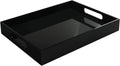 Tasybox Black Serving Tray, Acrylic Decorative Serving Trays with Handles for Kitchen Dining Room Table Ottoman Vanity Countertop 16" x 12"