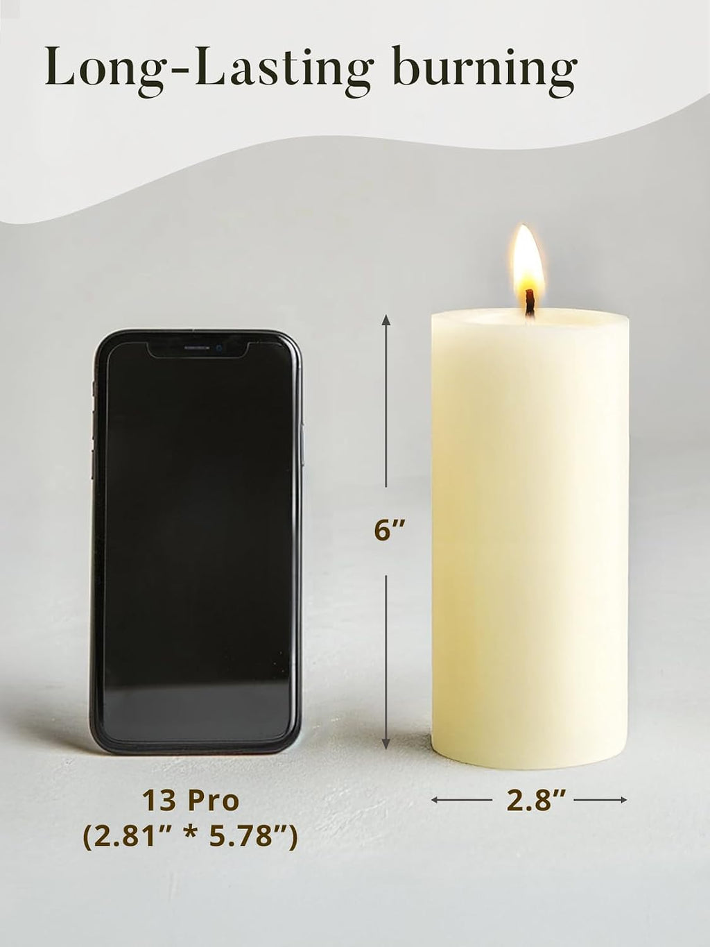 Ashlux 3x6 Inch Ivory Pillar Candles, Set of 3 Wax, 70 Hours Long Burning, Unscented and Dripless Pillar Candles Bulk for Christmas Lights, Wedding, Parties, Spas, Home Decorative