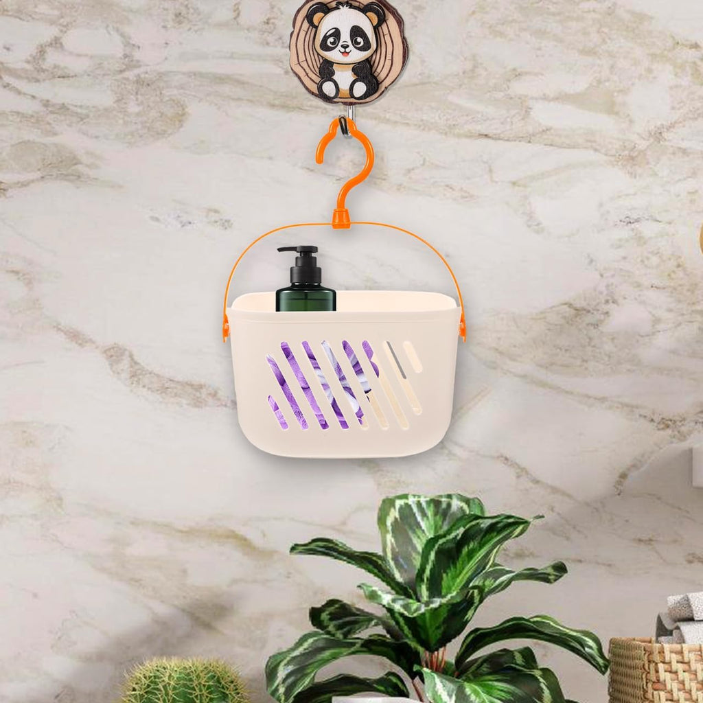 Angoily Small Shower Caddy, Plastic Hanging Basket for Shower with Hook