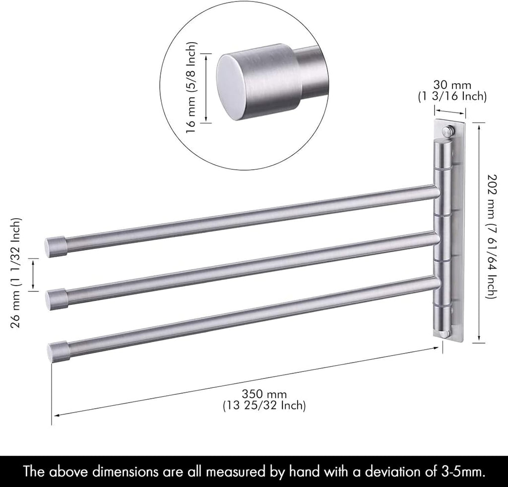 KES Bathroom Towel Bar, 13.8 Inch Swing Arm, Wall Mount, Swing Out 3-Arm