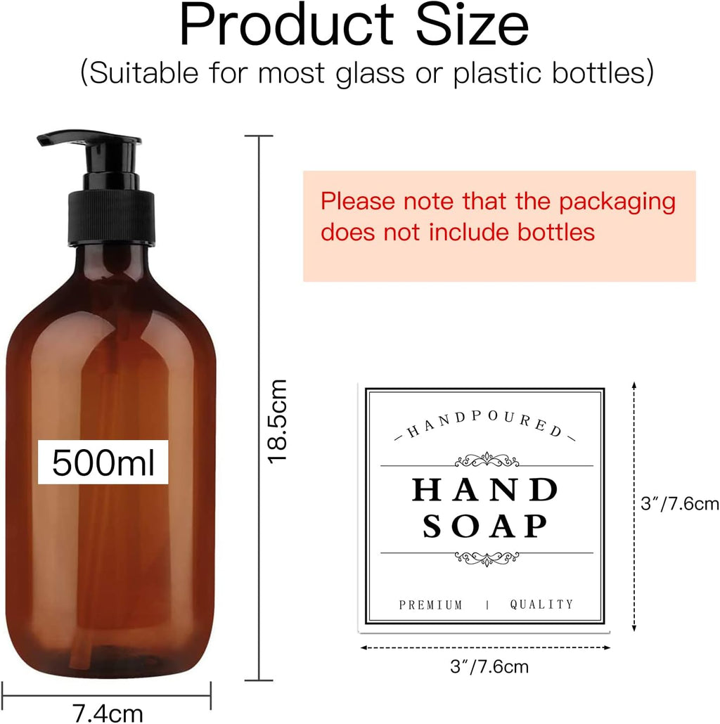TESWEY Bathroom Bottle Labels, Retro Style Container Labels for Glass or Plastic Bottles, Waterproof Labels for Hand Soap Shampoo Lotion Dispenser
