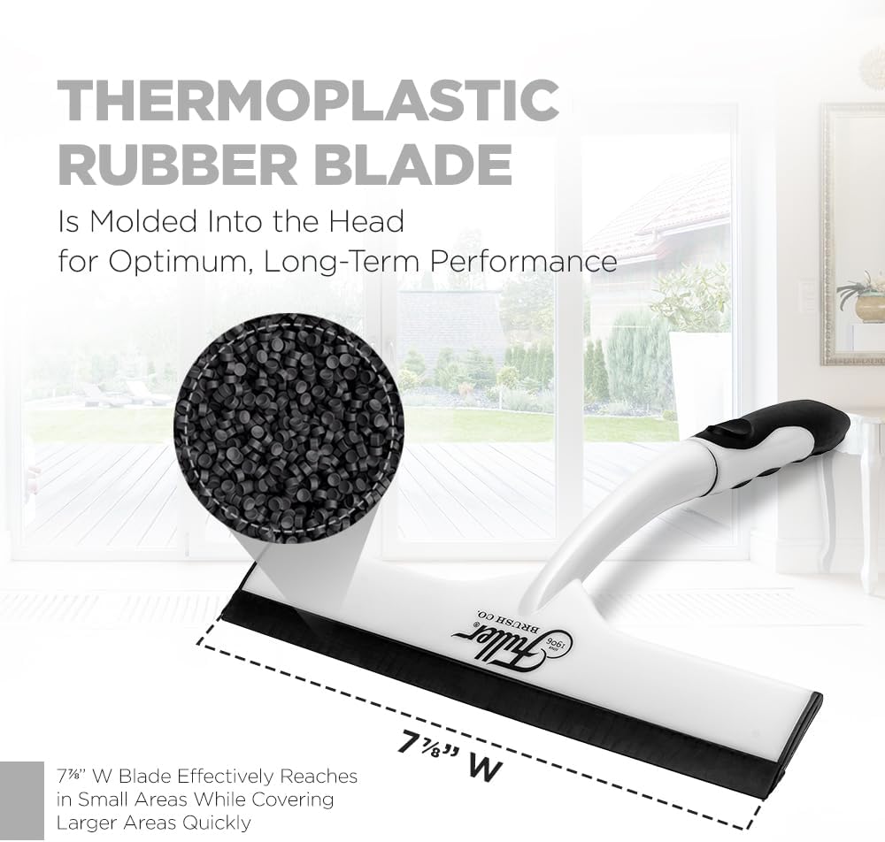 Fuller Brush Easy Grip Handheld Squeegee - for Shower Walls, Doors, Tub Surfaces, Windows, Mirrors & Vehicle Windshields - ThermoPlastic Rubber Blade - Comfort Grip Handle with Built-in Finger Groove