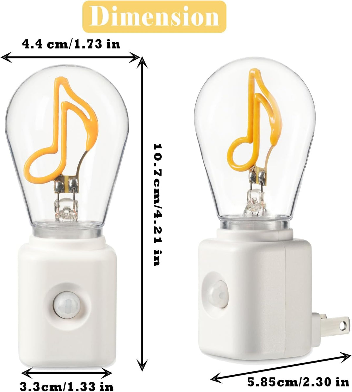 Filament LED Night Light Plug-in, 2200K Ultra Warm White, Motion & Dusk to Dawn Sensor, 10-100LM Adjustable Brightness, for Bedroom, Hallway, Stairs – 1 Pack