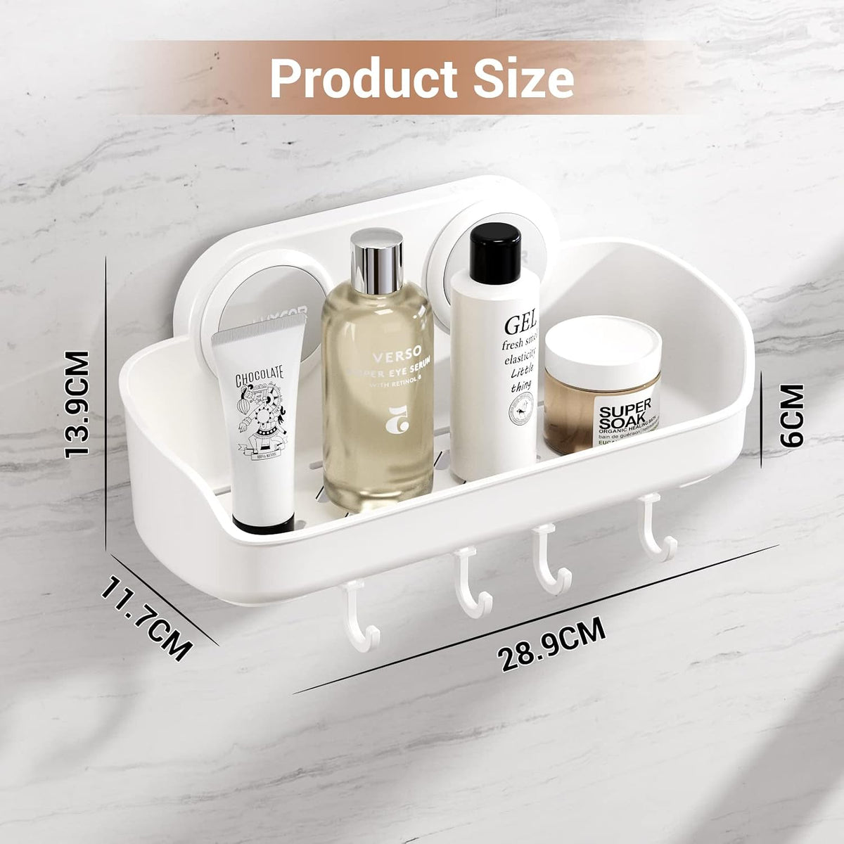 LUXEAR Shower Caddy Suction Cup NO-Drilling Removable Bathroom Shower Shelf Powerful Shower Organizer Basket Waterproof & Oilproof Wall Mounted Storage Rack for Bathroom&Kitchen