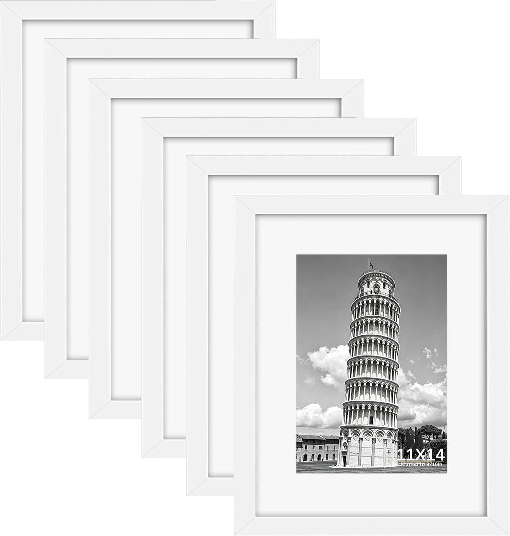 BESCRCL 11x14 Picture Frame Set of 6, Gallery Wall Decor Frames, White