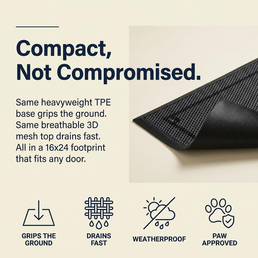 Muddy Mat® Meshy Mat® Door Mat Heavy-Duty Quick-Dry Floor Mat, Sand & Dirt Trapper for Indoor & Outdoor, Ideal for Entrance, Patios & Garages,Low-Profile,Non-Slip,Washable– Border 16"x24"x0.4"