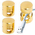 HINZIC 3Pack Cable Anchors for Desk, Metal Gold Phone Cord Holder, 2-in-1 Adhesive Cord Clips Adjustable Aluminum Wire Organizers Charger Management for Nightstand Office Home Desktop Wall