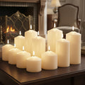 12 Pack Ivory Pillar Candles Bulk Set, 3x3 3x6 3x8 Inch - 4 Each Size, Dripless Smokeless Clean Burning for Wedding Centerpieces, Home Decor, Church, Romantic Ambiance！