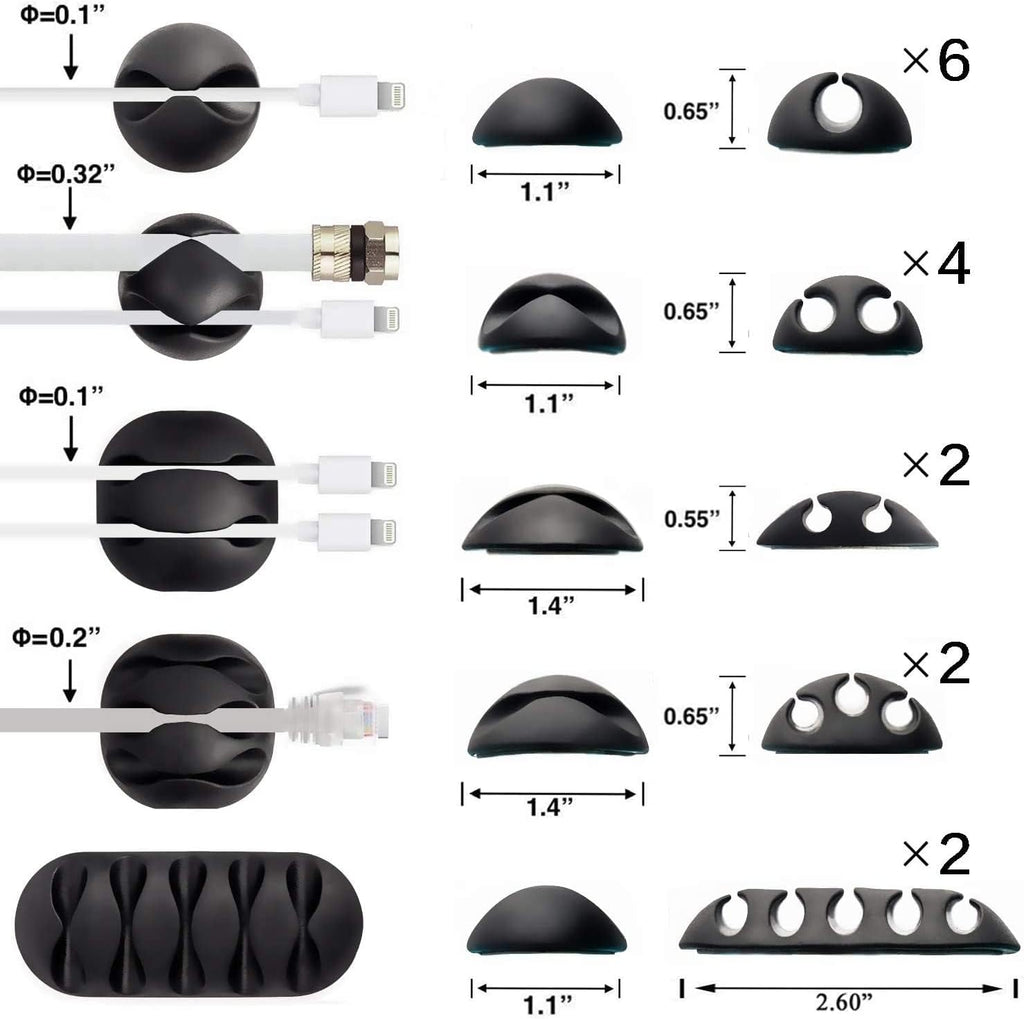 OHill 16PCS White Self Adhesive Cable Clips, Cord Holder, Cord Organizer
