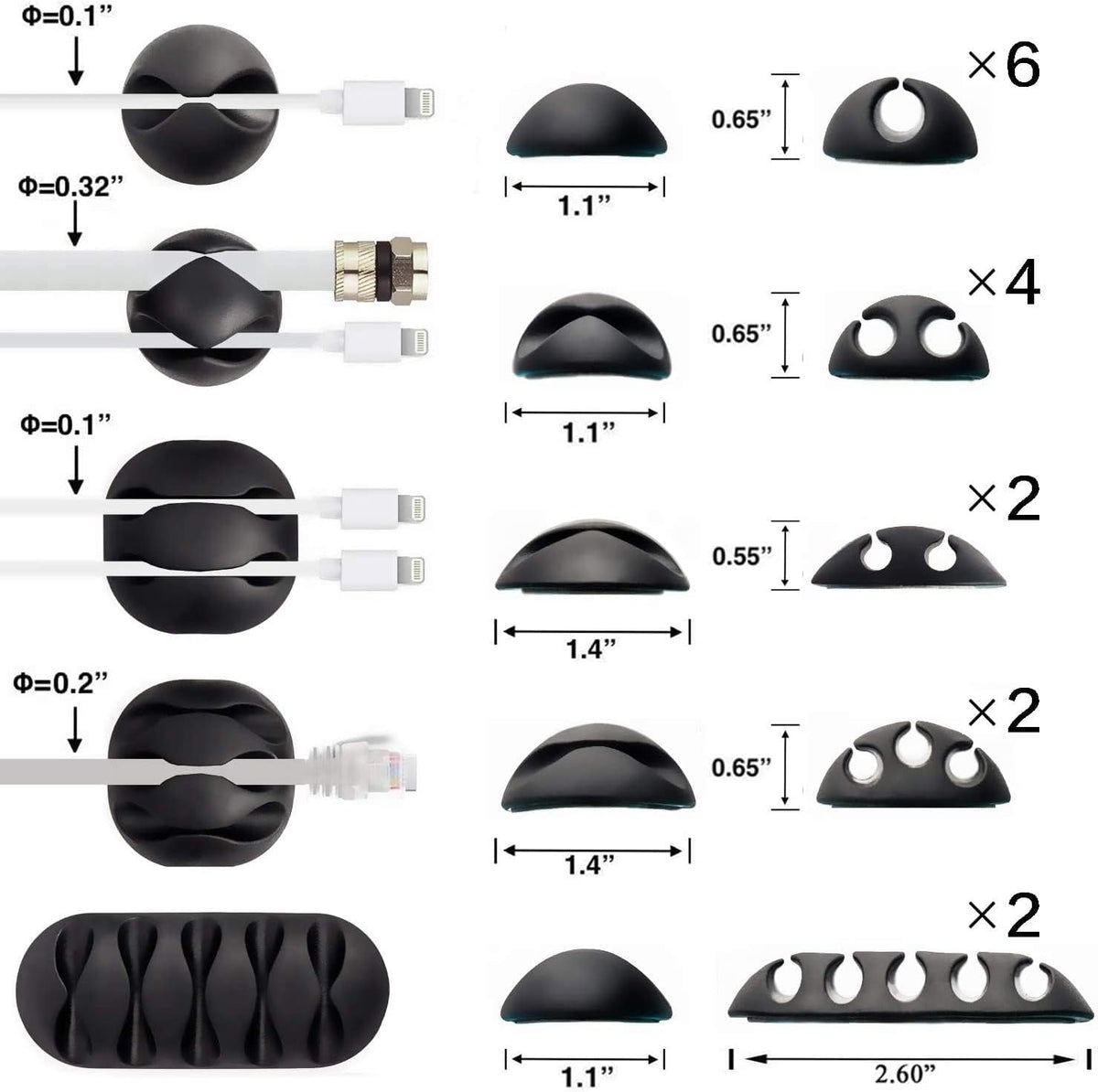 OHill 16PCS White Self Adhesive Cable Clips, Cord Holder, Cord Organizer