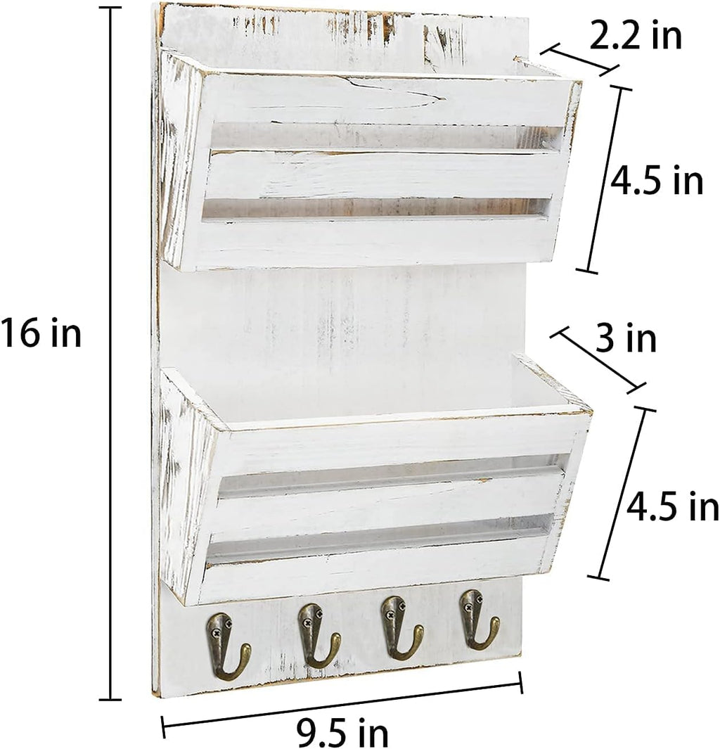 Unistyle Mail Holder with Key Hooks Mail Organizer Wall Mount Hanging Mail Organizer for Home,Office,Entryway,Mail Holder Wall Mounted for Letter, Magazines, Keys, Leashes
