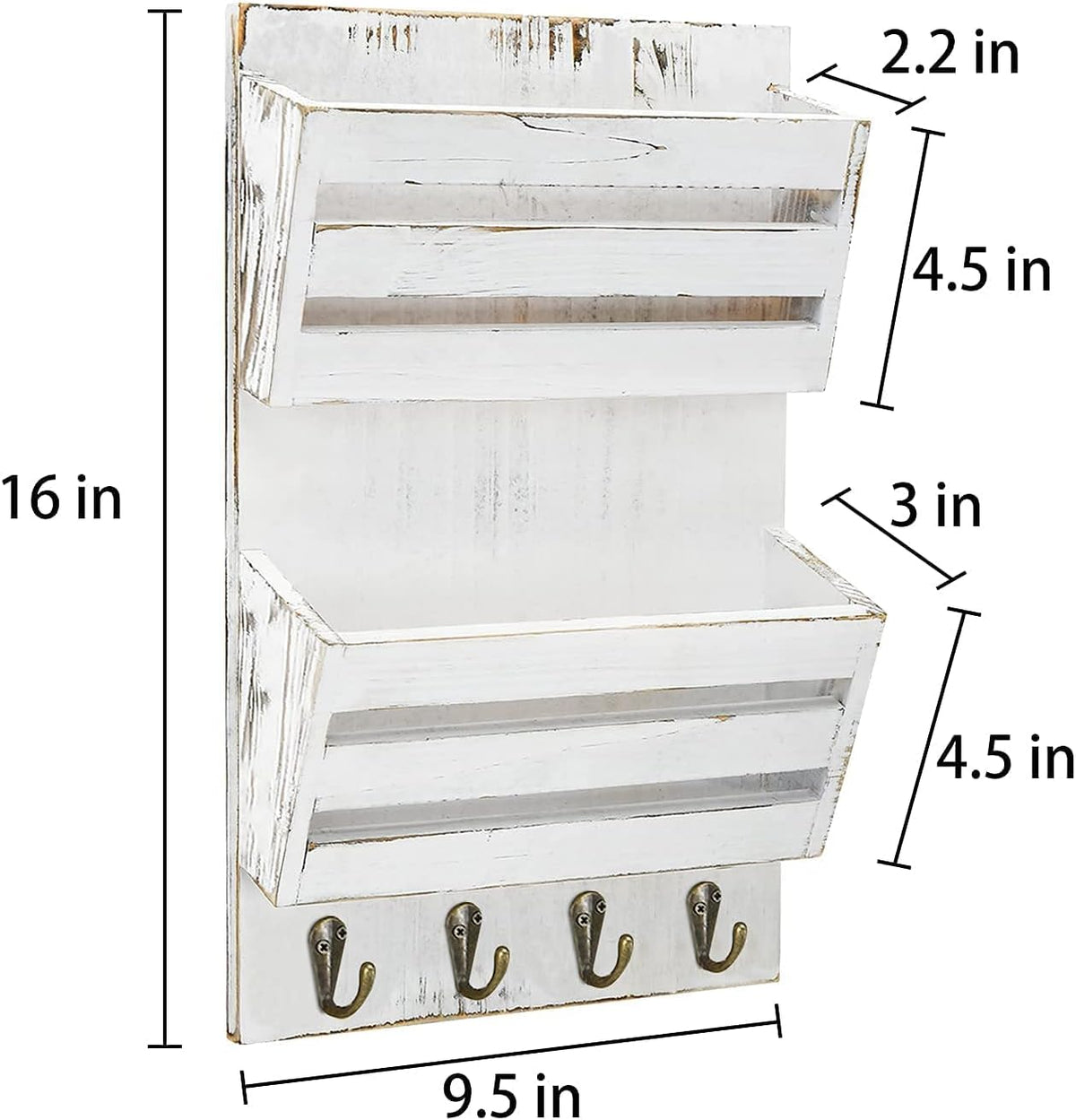Unistyle Mail Holder with Key Hooks Mail Organizer Wall Mount Hanging Mail Organizer for Home,Office,Entryway,Mail Holder Wall Mounted for Letter, Magazines, Keys, Leashes