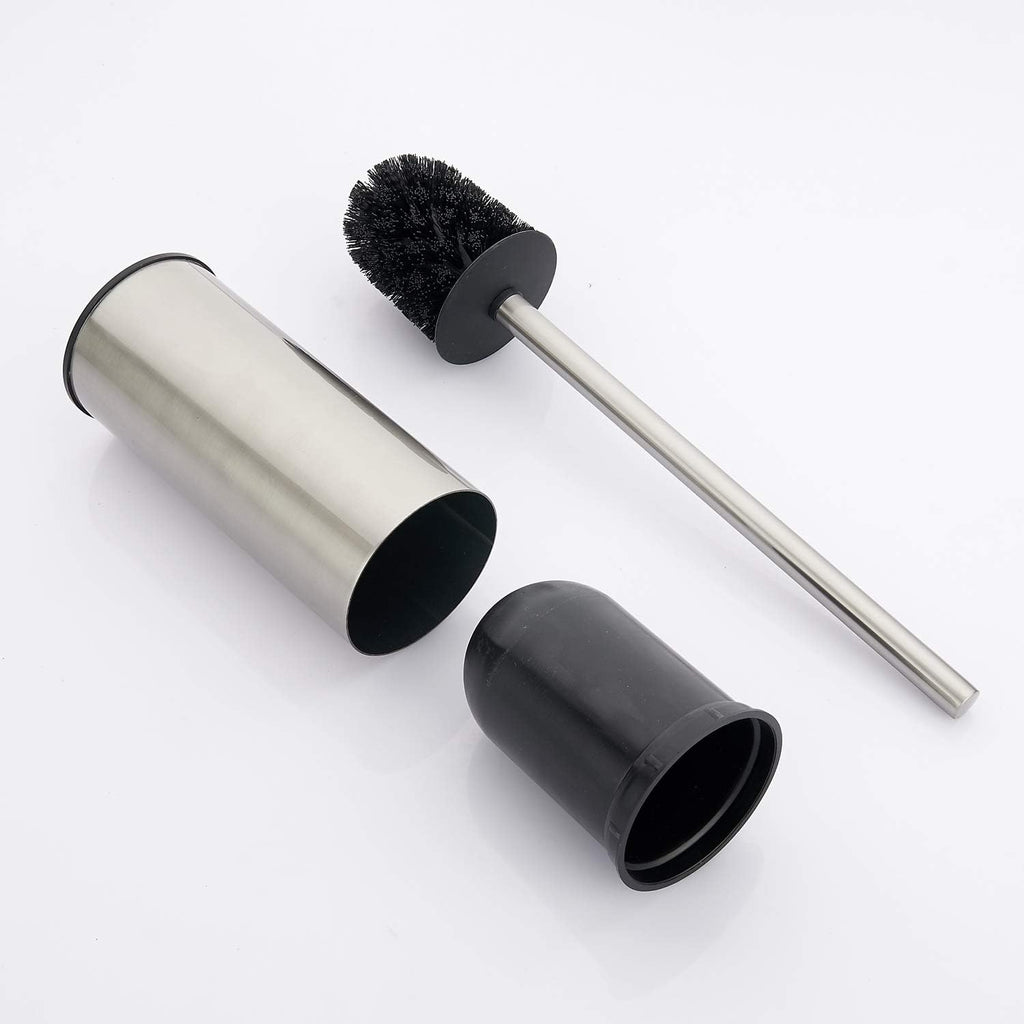 BGL Toilet Brush Holder Brushed Nickel, Stainless Steel 304 Brushed Nickel Round Freestanding Toilet Bowl Brush and Holder for Bathroom