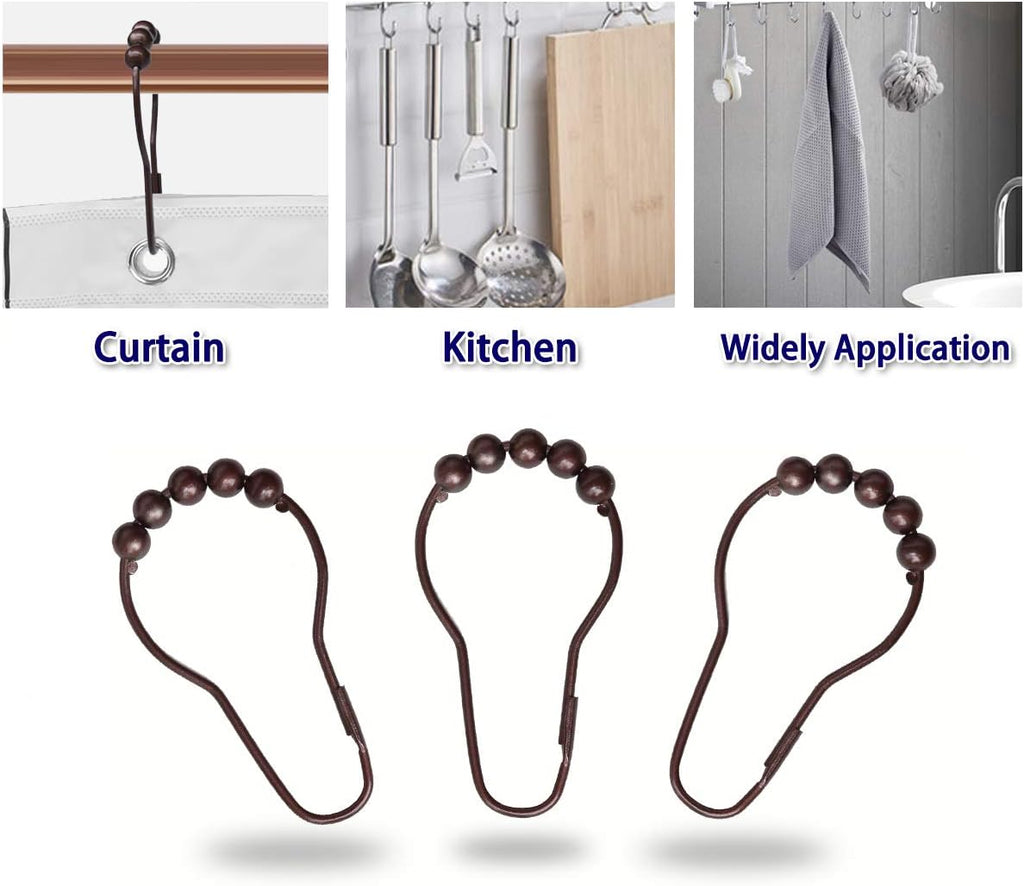 Shower Curtain Hooks Rings for Bathroom, 12PCS Bronze Stainless Steel Rust Resistant Shower Curtain Rings for Shower Curtains, Kitchen Utensils, etc.