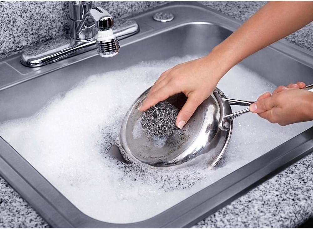 Fuller Brush Stainless Steel Scrubbing Sponges – 3-Pack (3 Sets of 3 = 9 Pieces) – Heavy Duty Kitchen Scour Sponges for Dishes, Pots & Pans