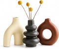 Boho Ceramic Vase Set of 3, Rustic Flower Vases for Pampas Grass